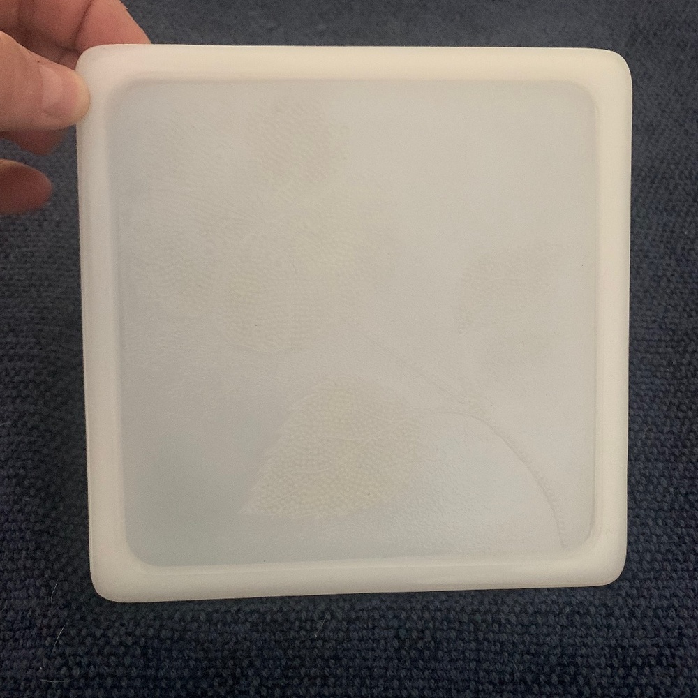 2 Vintage Milk Glass Trivets with Flowers